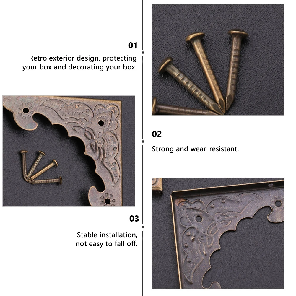 24pcs Set Jewelry Box Corner Guard Durable Iron Material Resistant Environmental Protection Furniture Box Accessories