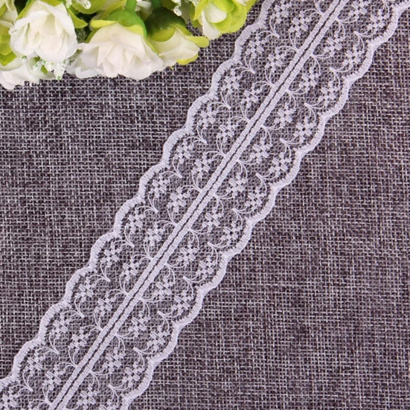 10 m 4,5 cm, nicht dehnbares Spitzenband, weiß bestickter Netzbesatzstoff für DIY-Handwerk, Party-Dekoration, Geschenkverpackung, Nähzubehör – Detail 5
