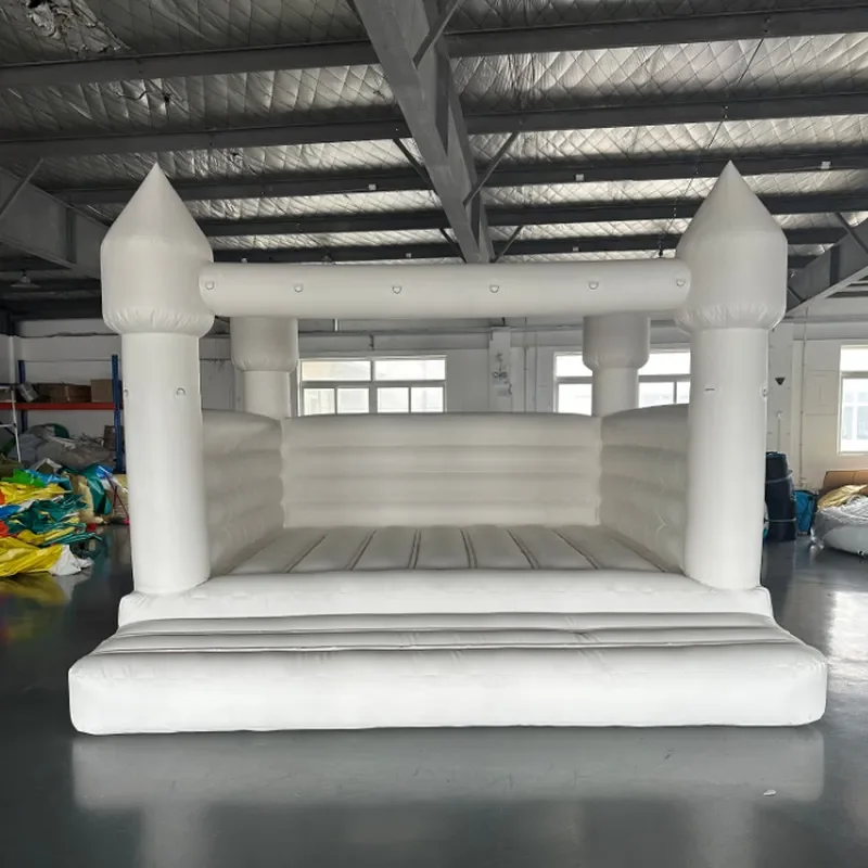 White Inflatable Bounce House for Kids Outdoor Jumping Castle Wedding Party Decoration European Style Air Blower Included