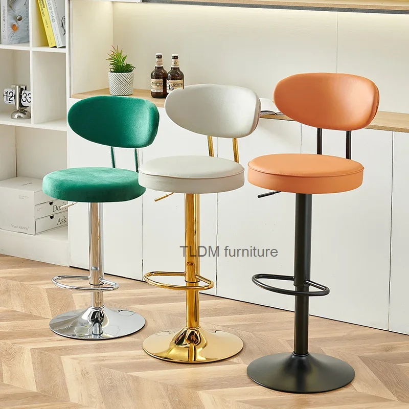 

White Luxury Bar Stool Nordic High Quality Minimalist Back Party Chairs Adjustable Height Cushion Taburetes De Bar Furniture