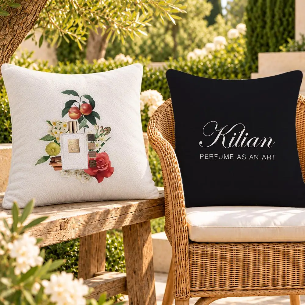 Brand Fragrance Kilian Cushion Cover Soft Plush Throw Pillow Cover Washable Sofa Bed Patio Chair Home Decor