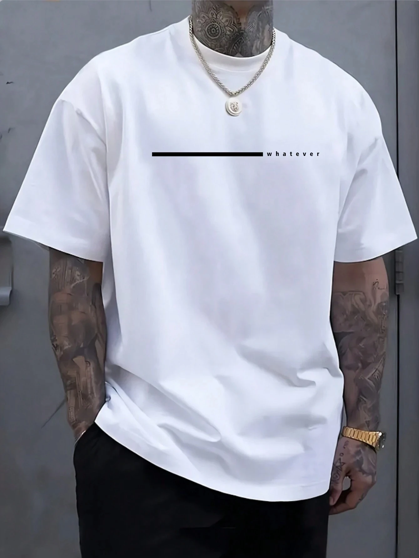 

Men's Fashion Oversized T-Shirt 200g Men's New Short-sleeved Cotton Vacation Pattern Short-sleeved Round Neck Couple Style