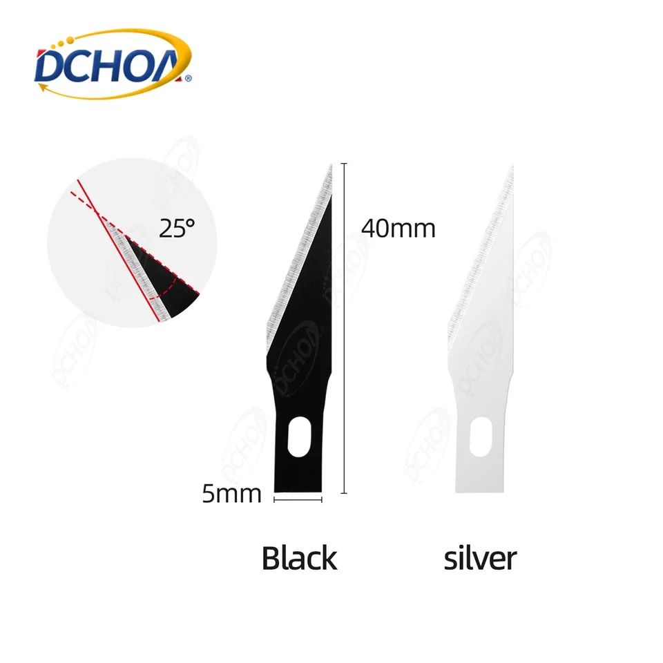 DCHOA 50PCS Industrial Utility Blades Replacement Blades for Carving Knife DIY Craft Vinyl Wrap PPF Cutting Tools