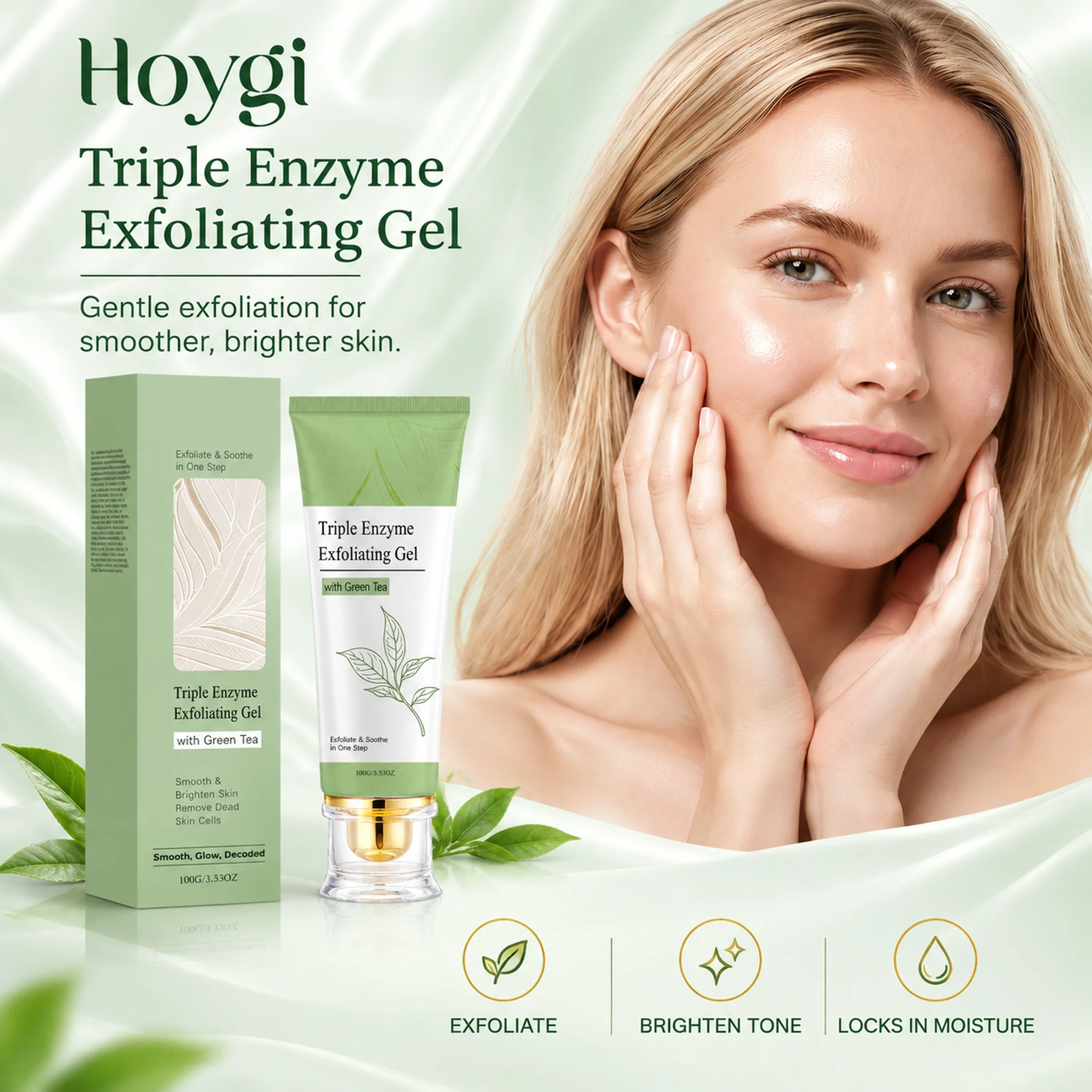 Green Tea Exfoliating Gel Remove Dead Skin Purify Gentle Exfoliate Oil Control Deep Clean Pores Nourishing Facial Skin Renewal