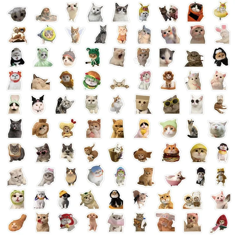60 zabawnych naklejek, urocze naklejki z kotami, naklejki DIY, do scrapbookingu, na telefon, do bagażu, na deskorolkę, wodoodporne naklejki winylowe