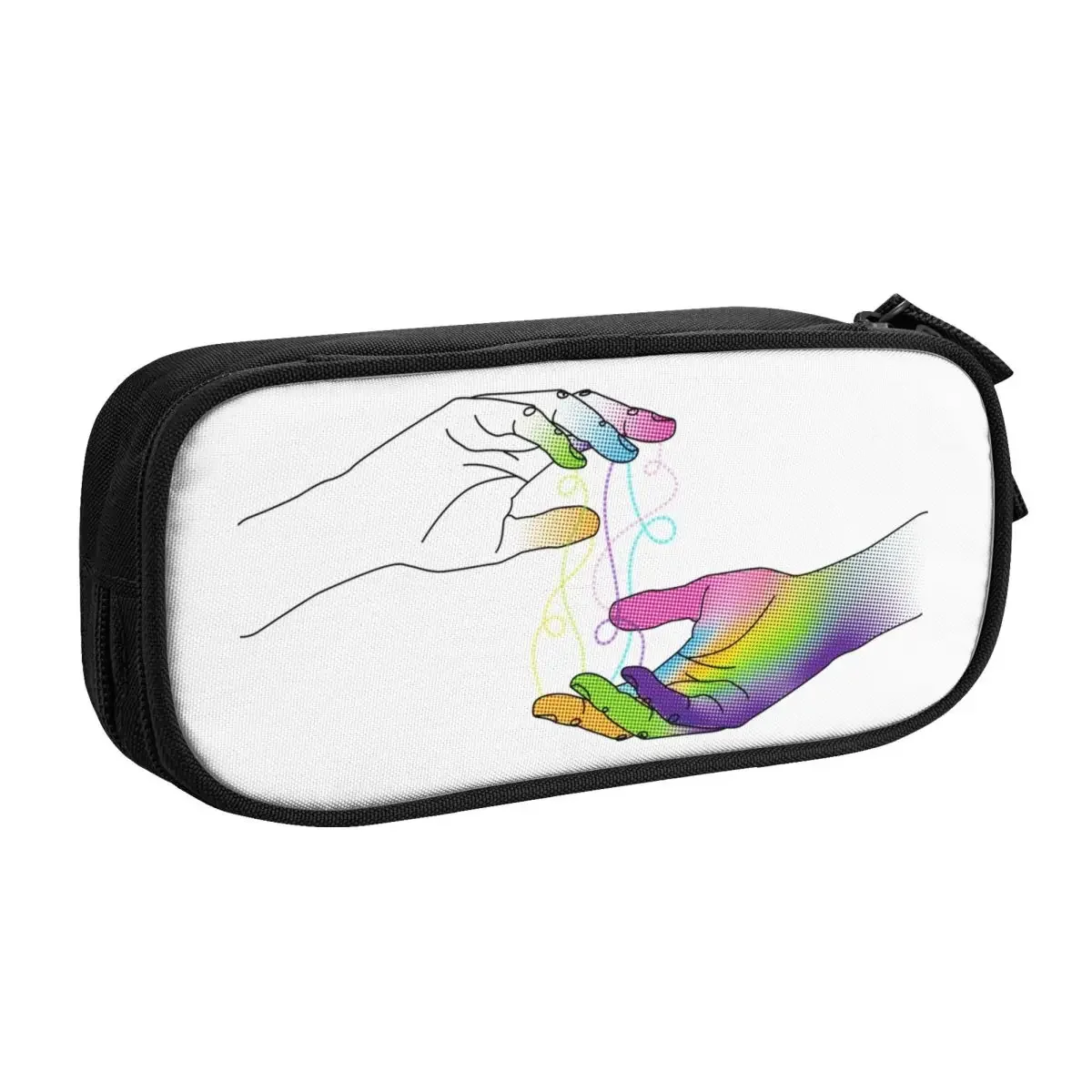 Custom Kawaii Abstract Minimalist Emotions Pencil Cases for Boys Colorful Draining Hands Large Storage Pen Bag Box Stationery