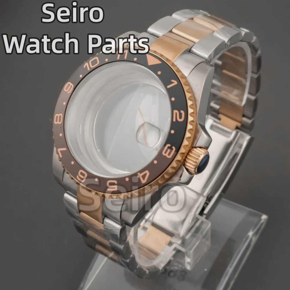 40mm rose gold watch case stainless steel sapphire glass fit NH34 NH35 NH36 movement oyster watchband 28.5mm dial SUB gmt yacht