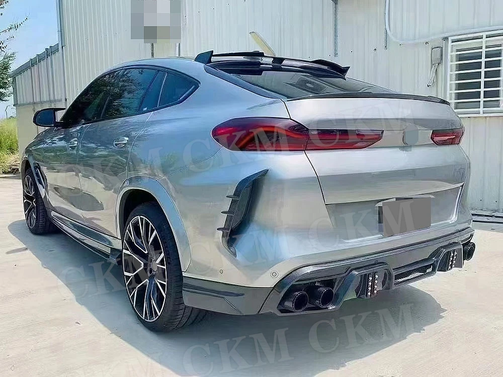 

Carbon Fiber Rear Diffuser Spoiler Side Splitters Flaps Exhaust Tips Car Body Kits FRP Accessories for BMW F96 X6M 2019-2022