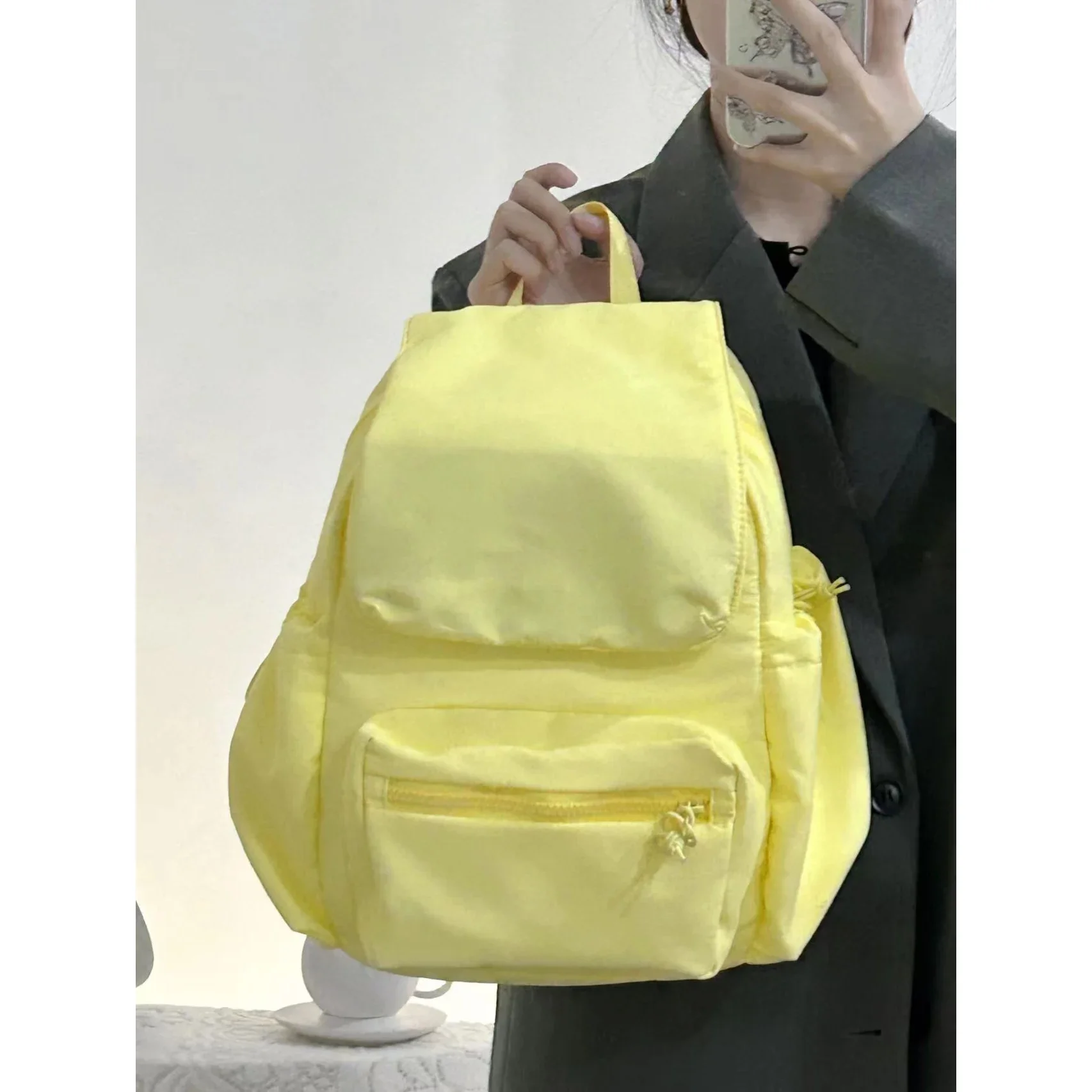 Korean All-match Sports Backpack 2024 New Travel Solid Color Commuter Schoolbags Large Capacity Joker Class Bag