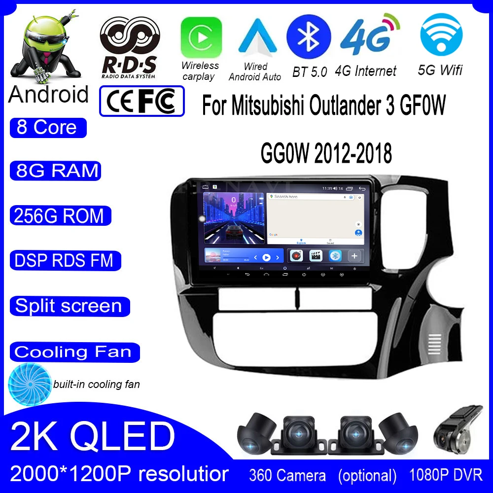 

Right hand driver Android 14 For Mitsubishi Outlander 3 GF0W GG0W 2012-2018 Car Stereo Multimedia Navigation Carplay Screen