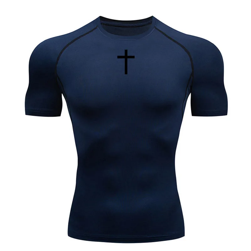 Cross Compression Shirt Men's Running T-Shirt Sports Top Gym Workout Sweat Quick Dry Short Sleeve Muscle Shirt Rashgarda MMA