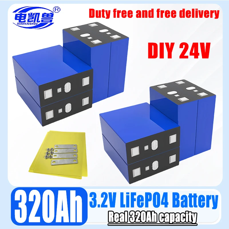 

8pcs Brand New 3.2V 320Ah Lifepo4 Rechargeable Battery Lithium Iron Phosphate Cell 24v Travel Solar Campers batteries Duty-free