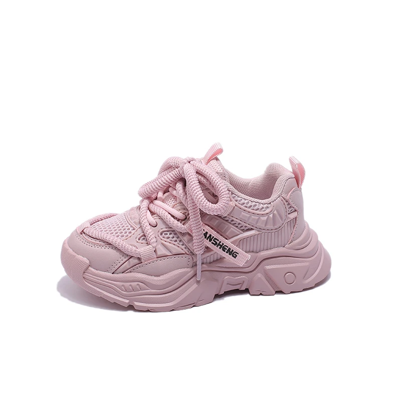 Kids Chunky Dad Sneakers, Toddler Girl Mesh Walking Shoes, Soft Sole Fashion Casual Shoes with Thick Sole, Pink White