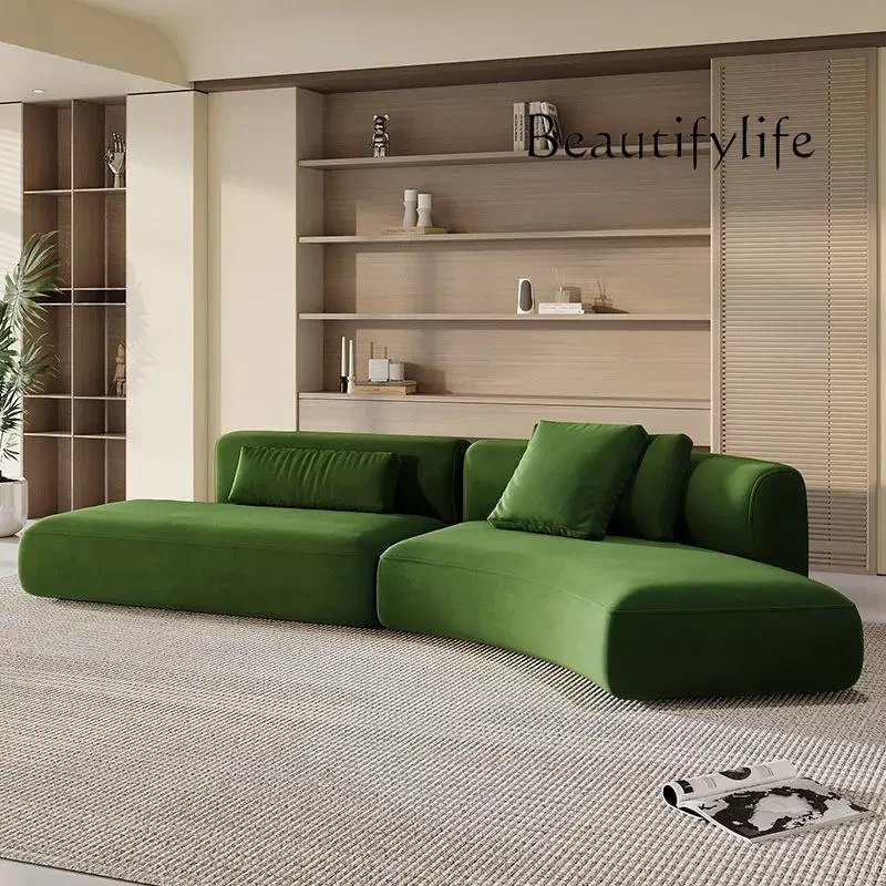 Nordic style small apartment fabric sofa beauty salon cafe apartment living room curved sofa