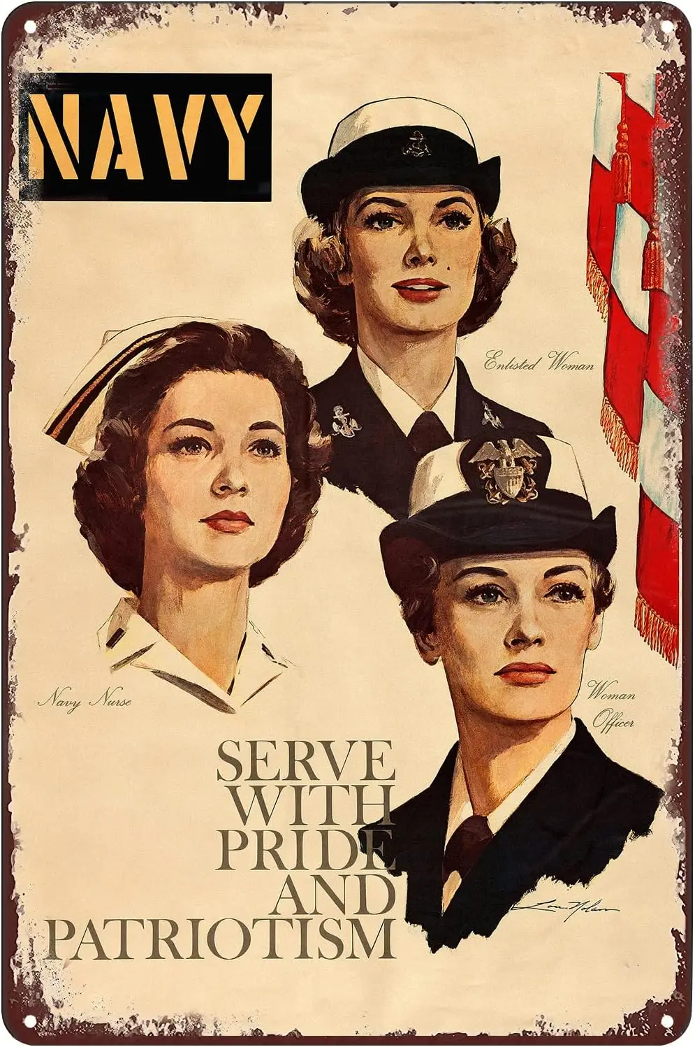 Винтажные металлические вывески WW2 ВМС США, женский постер для отдыха, подача с гордостью, военные женские солдаты, жестяная вывеска, настенный художественный декор, доска
