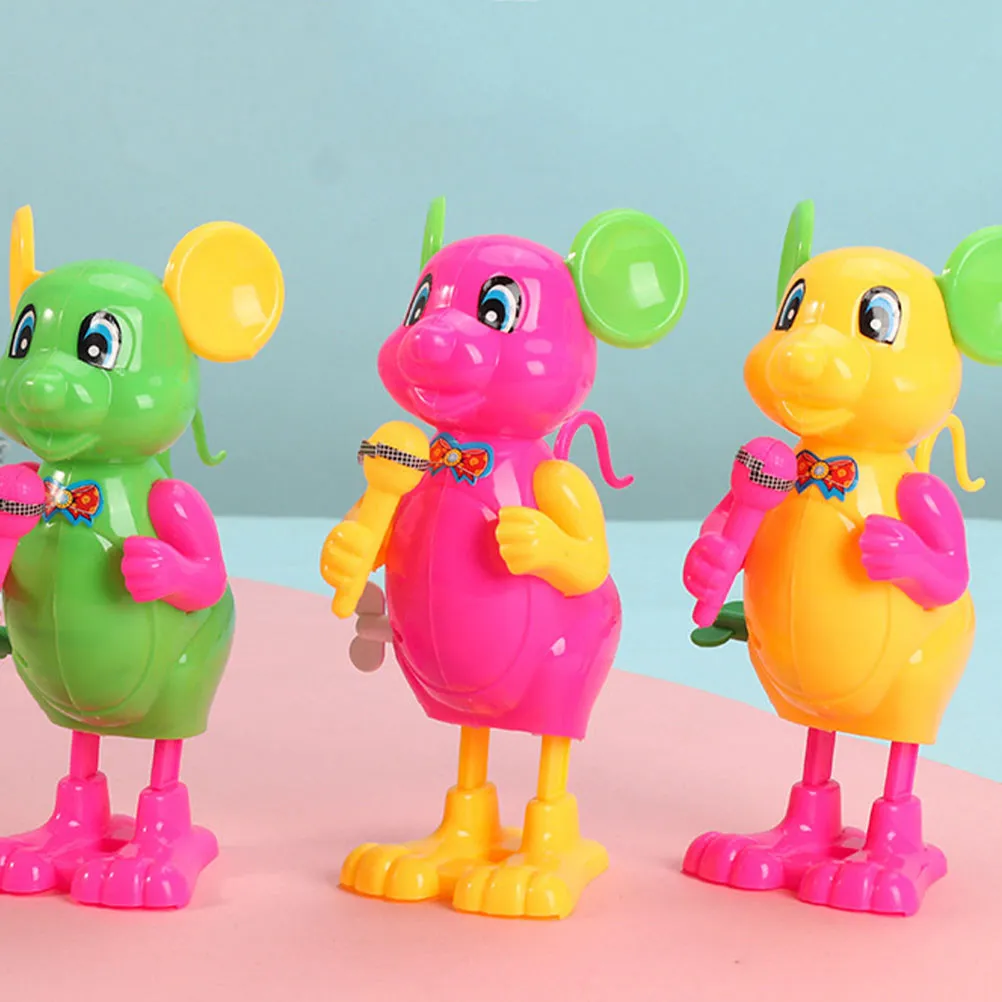 

6Pcs Clockwork Mouse Wind Up Kids Plaything Random Microphone Mouse Cartoon Educational Joke Playthings