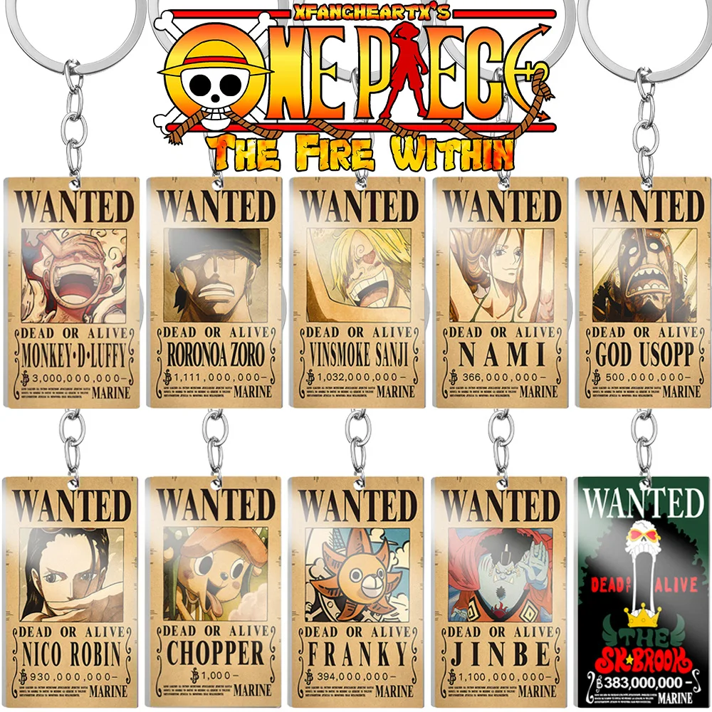 

Anime One Piece Wanted Token Keychain Nica Luffy Zoro Kaidou Cartoon PVC Toys Fashion Backpack Car Key Pendant Decor Gift