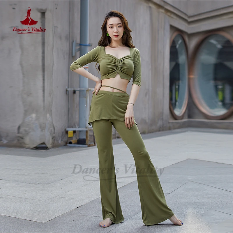 

Belly Dance Training Clothes Half Sleeves Top+hip Trousers 2pcs for Women Oriental Dance Team Clothes Bellydancing Wear Outfit