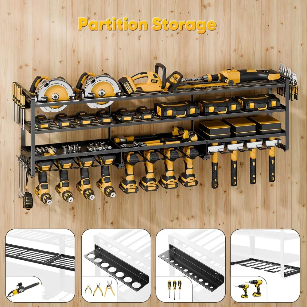 

Tool Power Tool Organizer Wall Mount Supports 600 lb, Heavy Duty 4-Tier 12 Cordless Drills Holder, Tool Storage Utility Racks