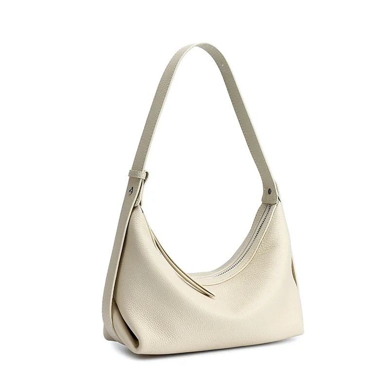 Aidrani Women Genuine Cowhide Hobo Shoulder Bag, Soft Leather Adjustable Strap Underarm Purse, Casual Daily Ladies Handbag