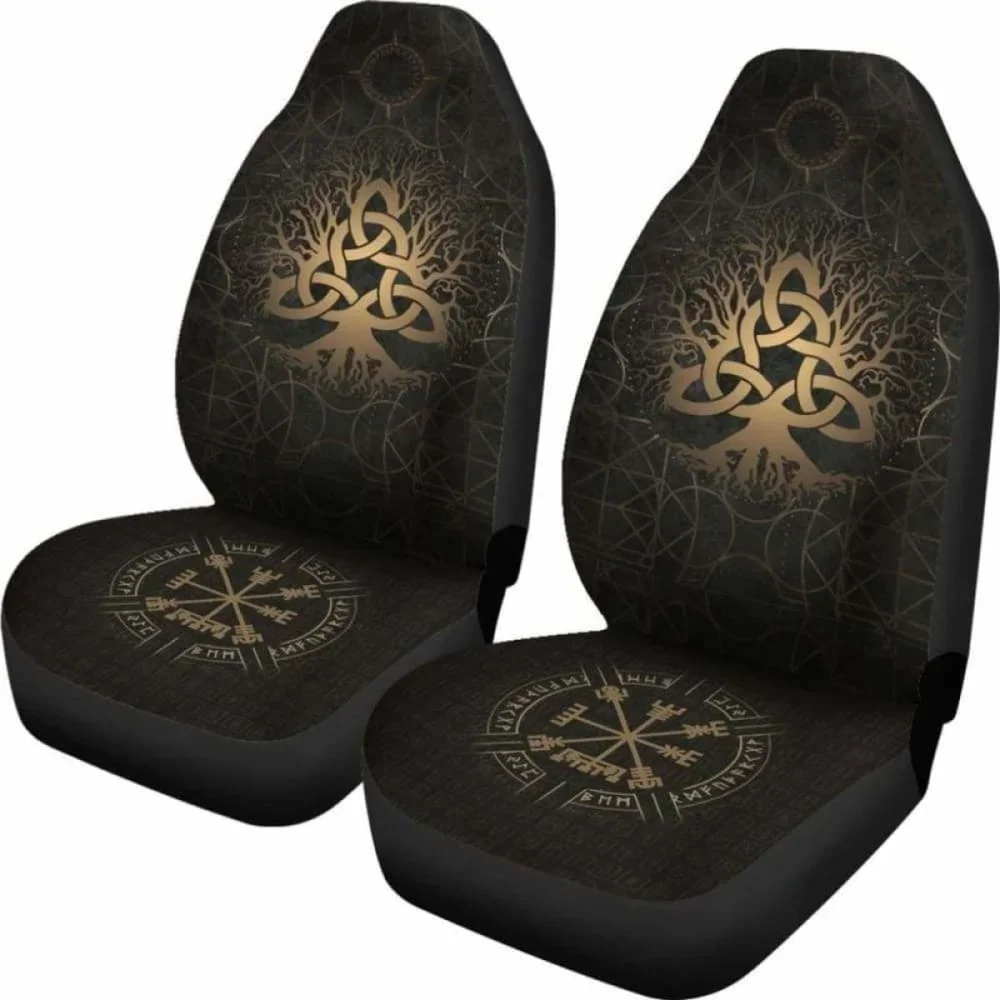 Viking Tree Of Life Vegvisir Car Seat Covers,Pack of 2 Universal Front Seat Protective Cover