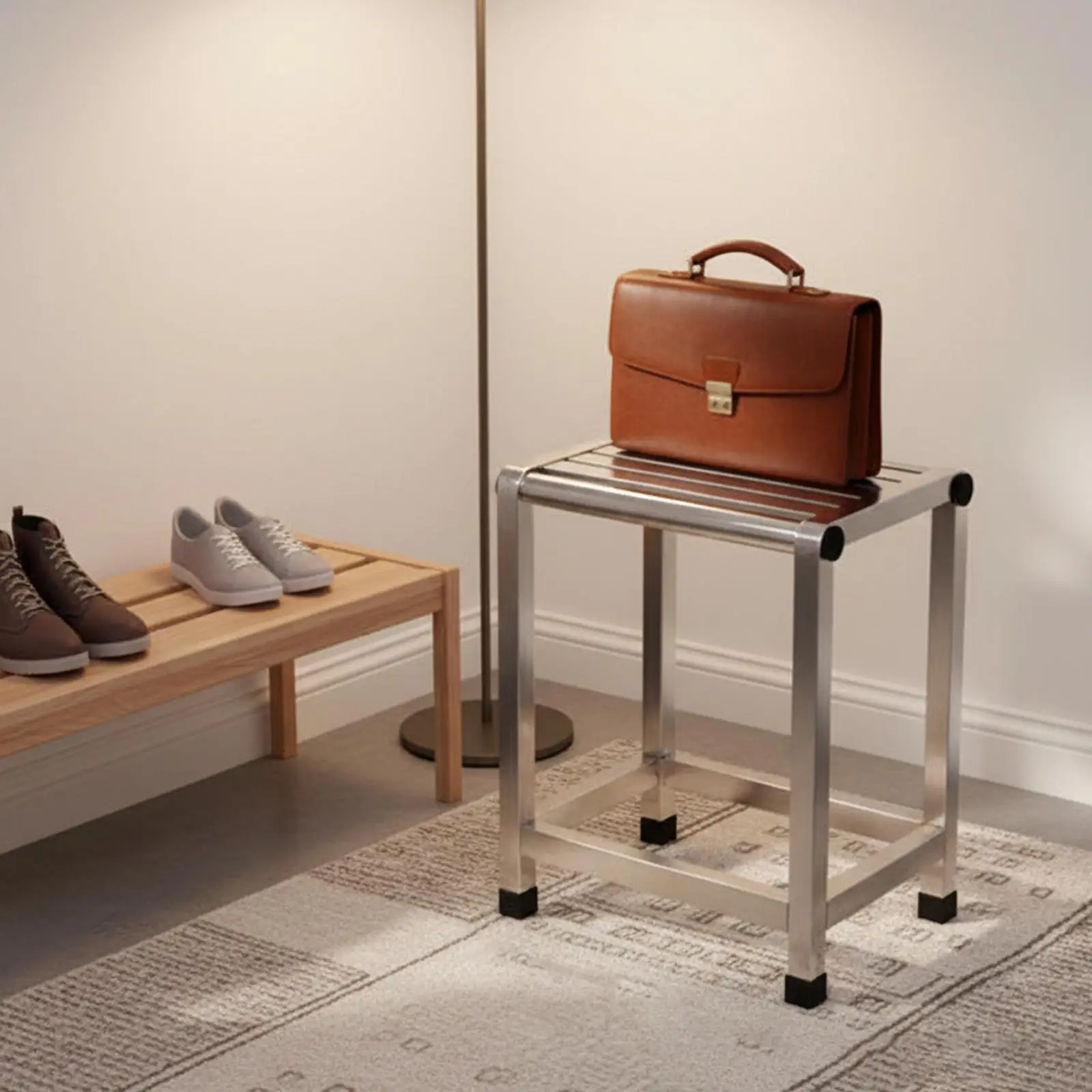 

Компактное сиденье для душа из нержавеющей стали с противоударными углами, ступенька для ванной комнаты для пожилых людей и современный декор для кухни