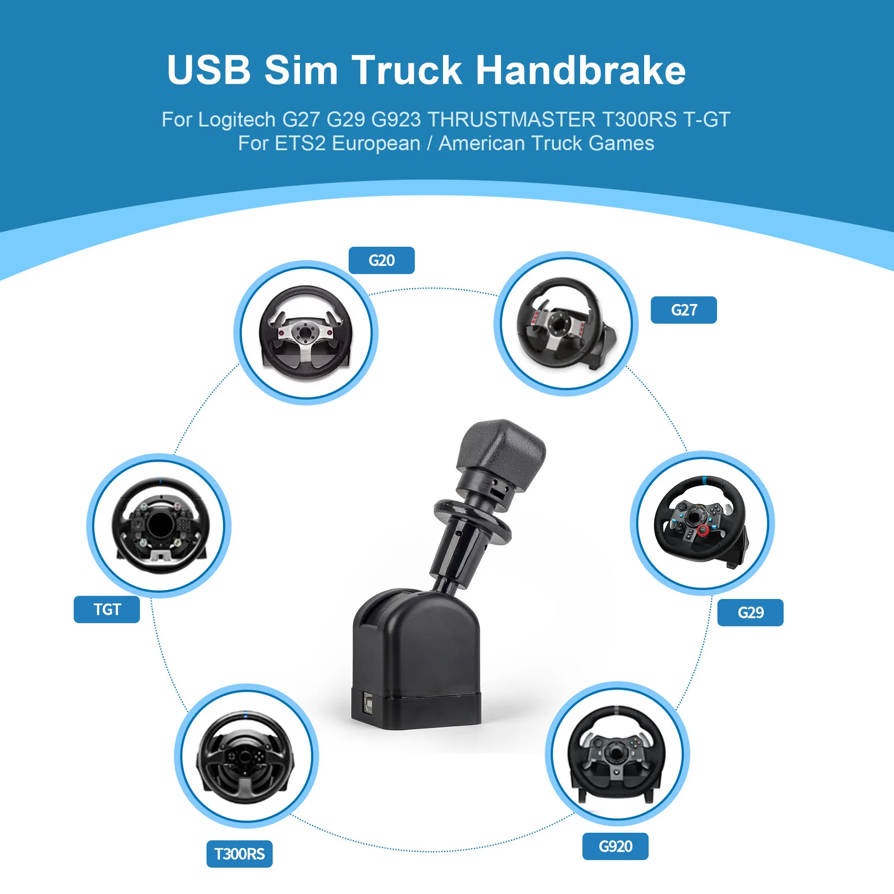 USB Sim Handbrake Truck Hand Brake For Logitech G27 G29 G923 THRUSTMASTER T300RS T-GT For ETS2 European / American Truck Games