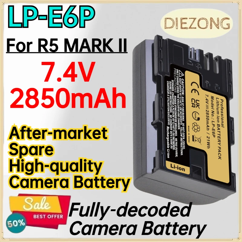 LP-E6P 7.4V 2850mAh Fully‑decoded Camera Battery for R5 MARK II After‑market Spare High‑quality Camera Battery