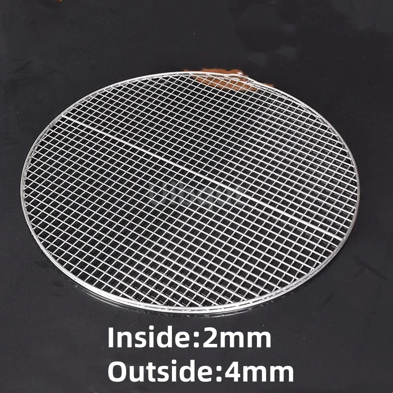 Stainless Steel 304 Food Grade Round BBQ grill mat net Thick Charcoal Barbecue Grate Grill Double Circle Frames Grid Mesh Net