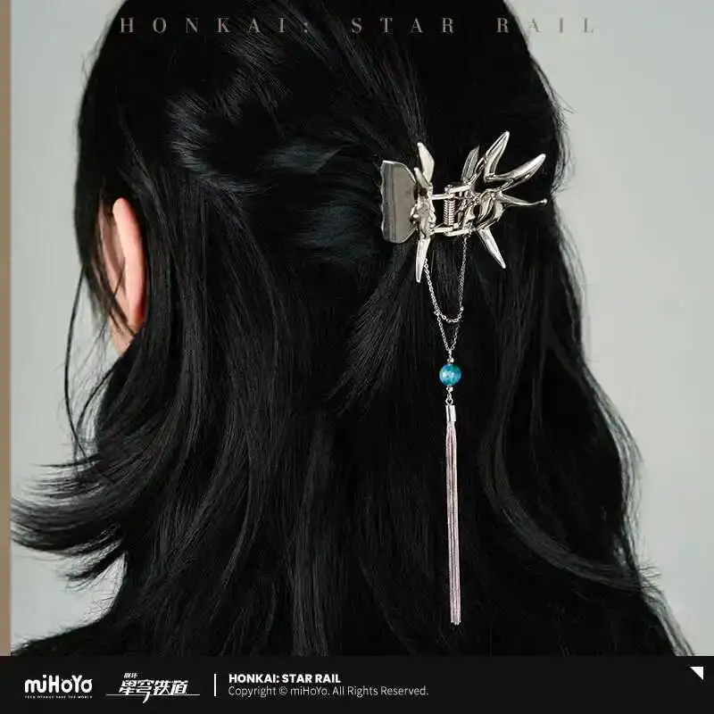 

[Genuine] Mihoyo Game Headwear Honkai:Star Rail Feixiao Theme Series Metal Gripper Anime Hairpin Cosplay Acg Halloween Gifts