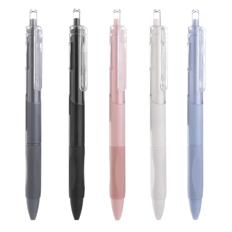 5Pieces Refillable Gel Pen Refillable Office Writing Pen Quick Dry Smoothly Write for Student Scrapbooking Journaling