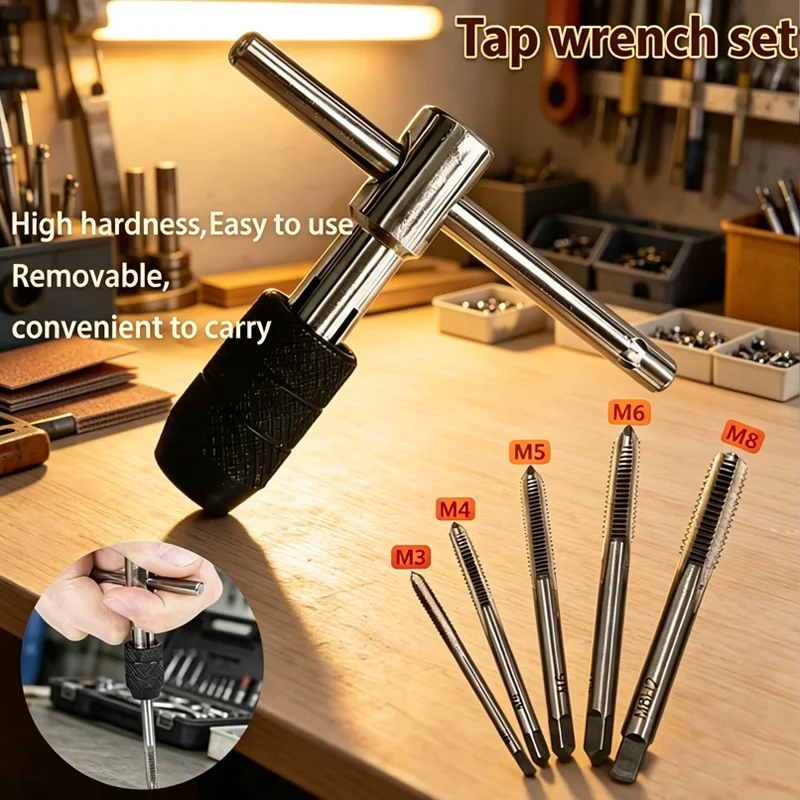 T-type 3mm to 6mm hand tap wrench thread tapping tool set hand wrench thread tapping M6 to M8 tool set hand tool Tap wrench set
