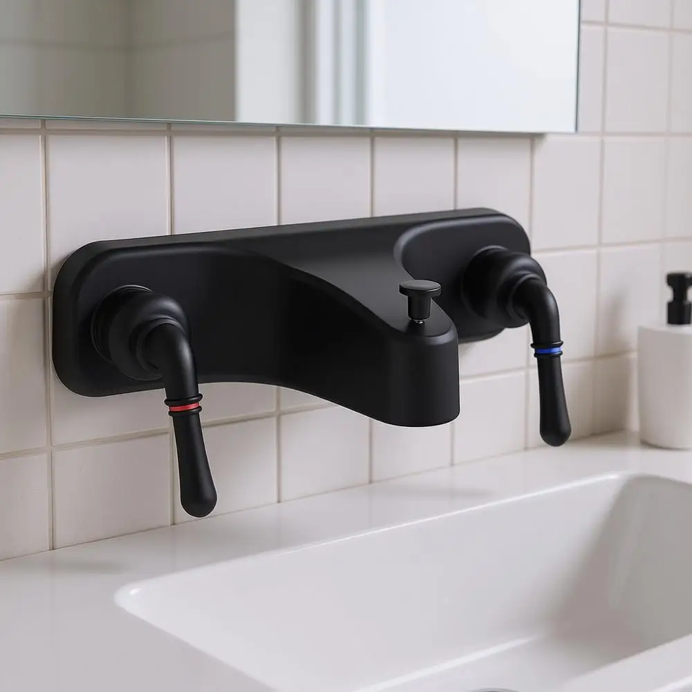 

8 Two-Handle Classic Tub and Shower Faucet with Diverter or Handheld Shower, Matte Black