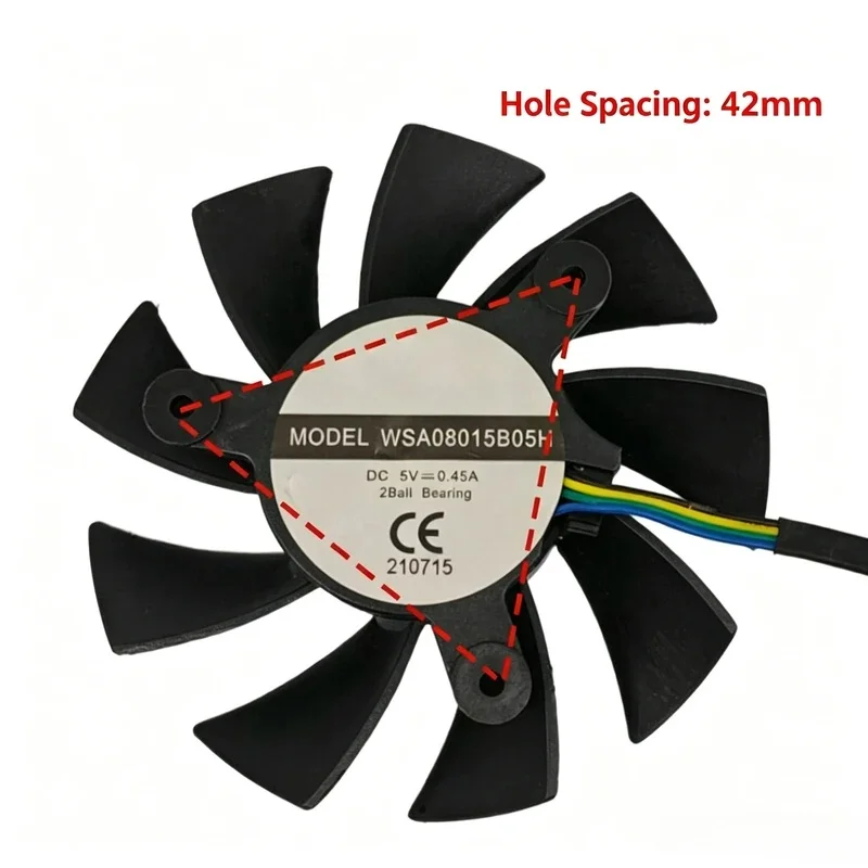 N+ Silent Fan Model WSA08015B05H, 7.5cm Diameter, 5V, Mounting Hole Spacing 42mm, for OPS All-in-One Teaching Machines