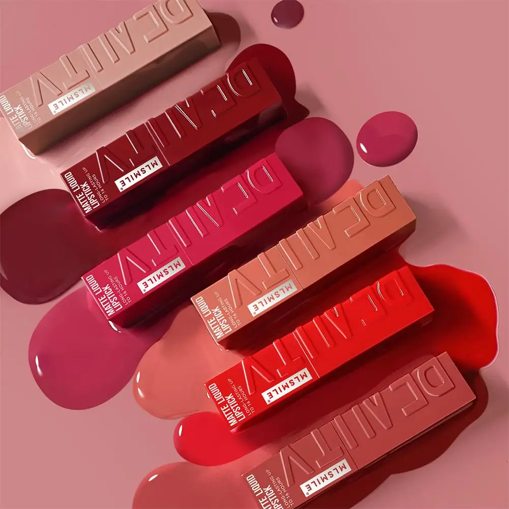 6 Colors Matte Nude Liquid Lipsticks Non-stick Cup Long Lasting Velvet Lip Gloss Not Fading Lip Tint Korean Cosmetics Lip Makeup