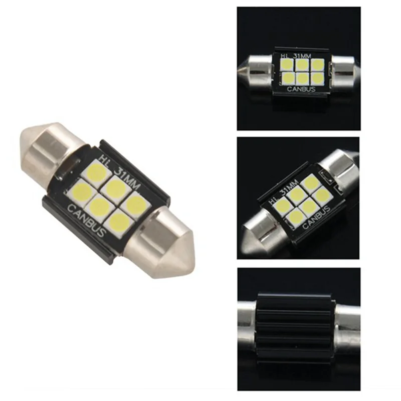 400 Lumens LED Bulbs for Interior Car Lights License Plate Dome Map Door Courtesy 31Mm Festoon De3175 6428 Xenon White image 5
