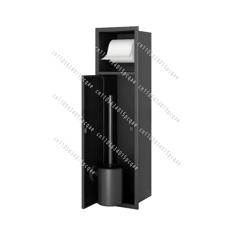 Toilet Brush with Door Bathroom Tissue Holder Hidden Niche Toilet Stainless Steel Recessed Shelf Niche