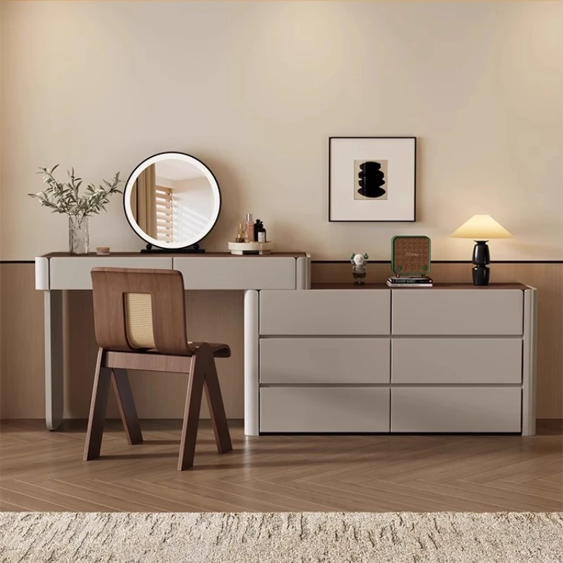 

6drawers storage Cabinet Dressing table makeup mirror stool Comfortable Bedroom vanity desk wooden tocador home furniture