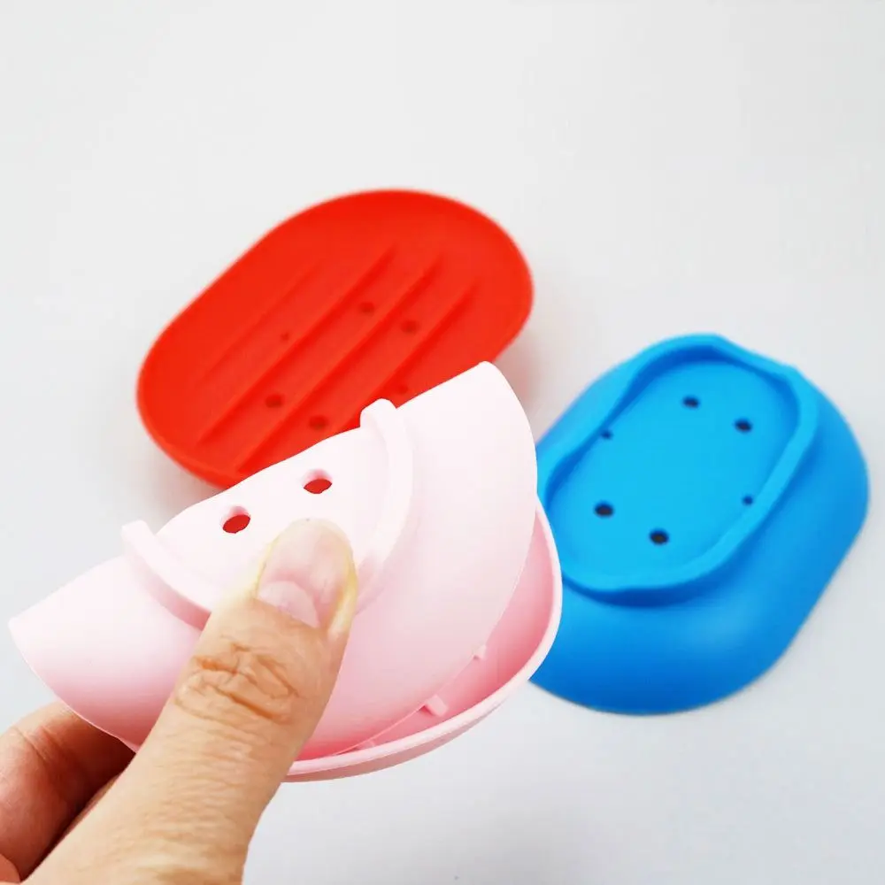 Simple Silicone Soap Holder Bathroom Kitchen Self Draining Easy To Clean Soap Stand 11.3*7.8cm Multicolour Home Accessories