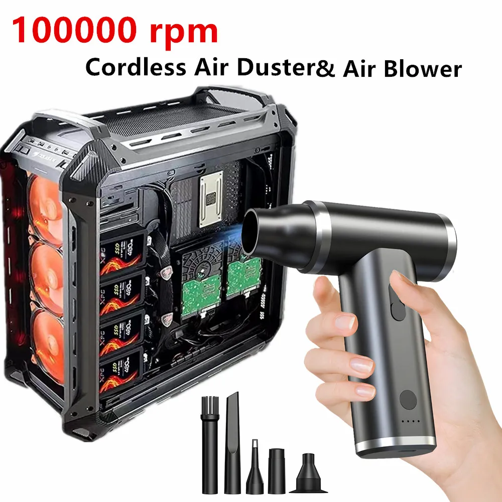 

Portable Cordless Air Duster 100000 RPM Electric Air Duster Blower Compressed Car Wireless Vacuum for Car Computer Keyboard Clea