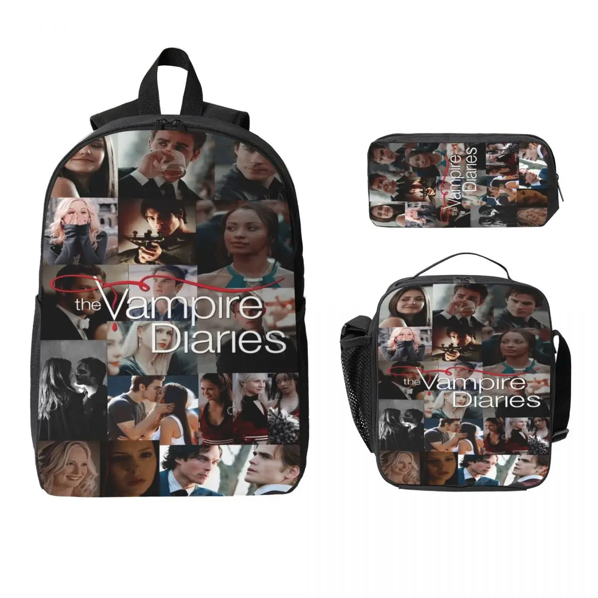 

3Pcs The Vampire Diaries Backpack Set for Children Pencil Boxes Bookbag Sets with Lunch Box For School Students Knapsack