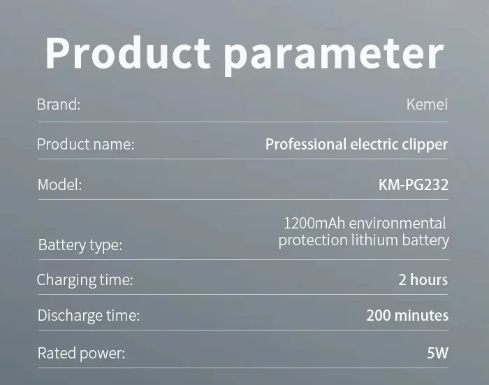 Kemei Haarschneidemaschine KM-PG809A KM-PG232 LCD USB Lade Einstellbar Professionelle Schneidemaschine KM-3382 Rasierer Trimmer für Männer – Detail 22
