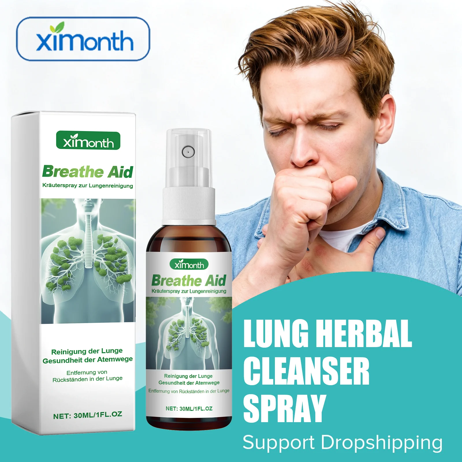 Lung Herbal Cleanser Spray For Daily Use Helps Ease Discomfort Improve Breathing Condition Maintain Healthy Respiratory State