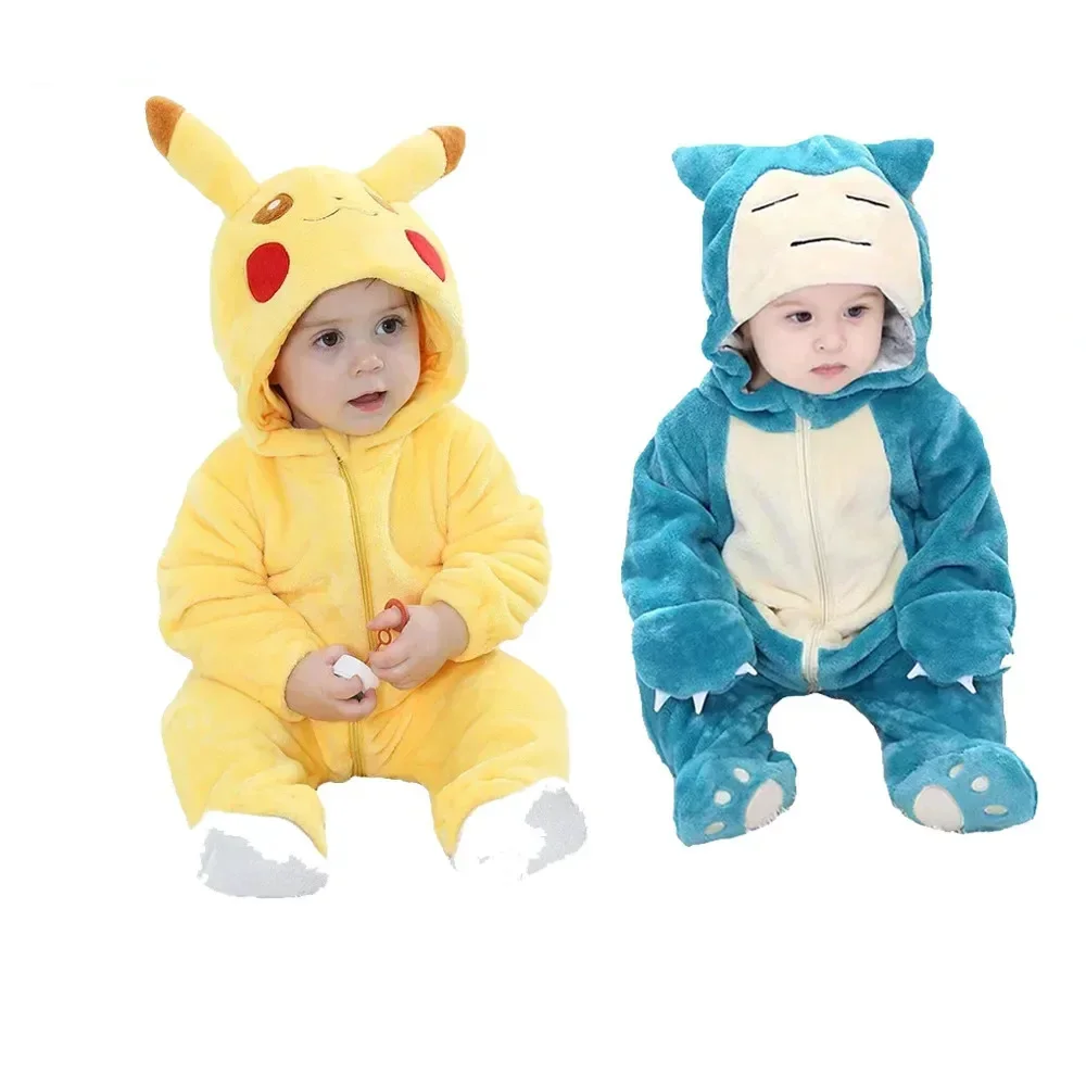 Pokemon Snorlax Pikachu Onesies Kigurumi Baby Romper Anime Cosplay Funny Cosutme Halloween Gift Winter Soft Homewear