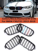 Rejilla de carreras de reacondicionamiento frontal, fibra de carbono, Color M, riñón para BMW Serie 3 F30 F31 F35 2012-2019 320i 328i 330i, accesorios