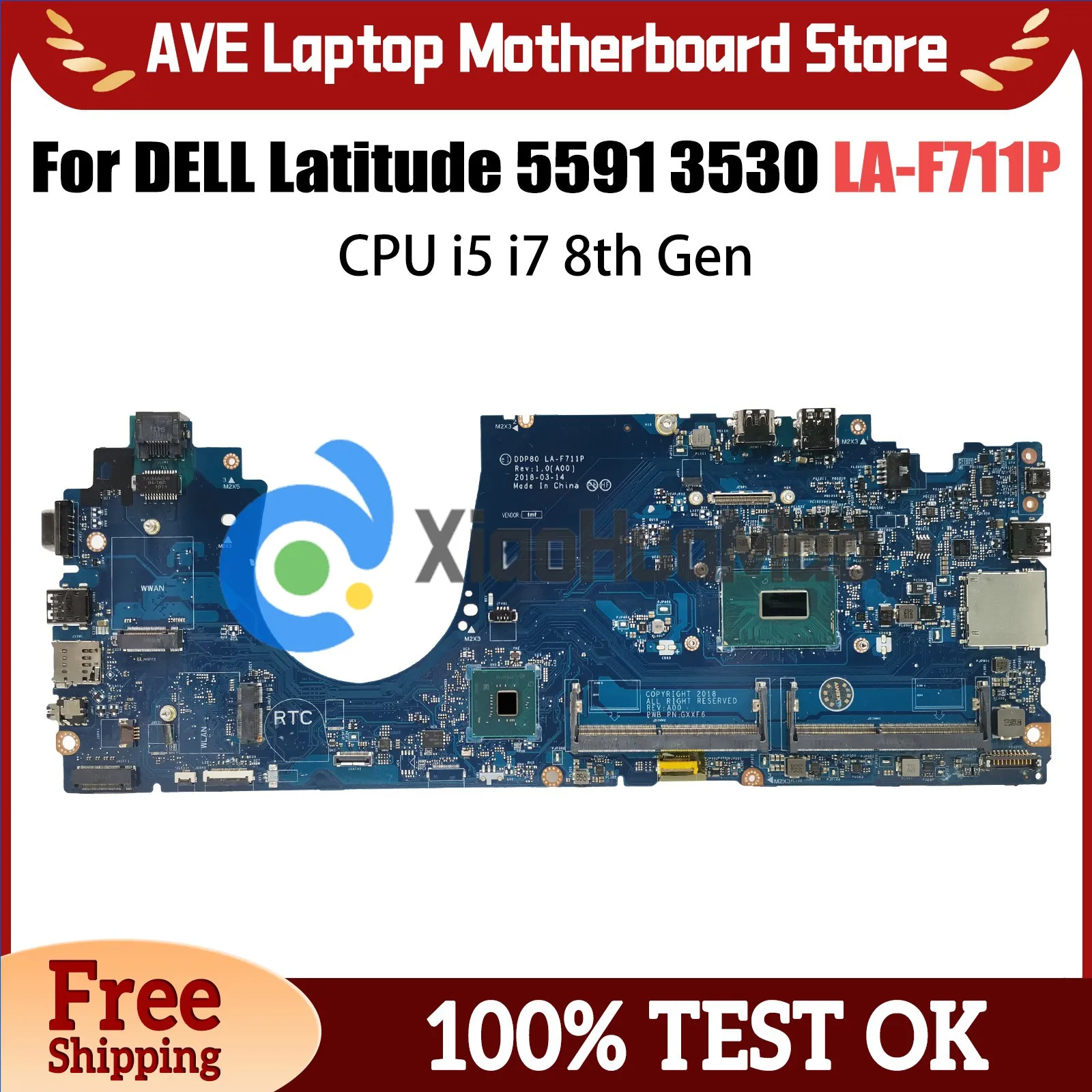 LA-F711P Mainboard UNTUK DELL Latitude 15 5591 E7450 Laptop Motherboard CN-0Y15C1 0DMR52 DDR4 dengan I5 I7 8th Gen