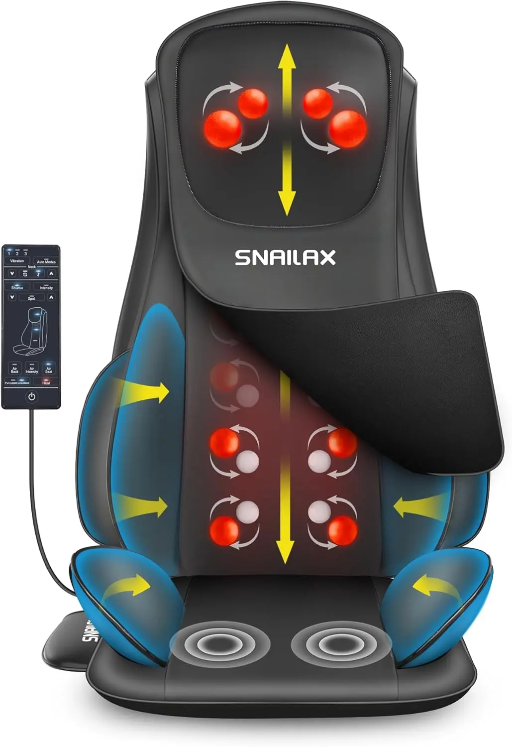 Snailax Shiatsu Neck Back Massager With Heat, Massage Chair Pad With Compression, Full Body Chair Seat Massager For Neck, Back