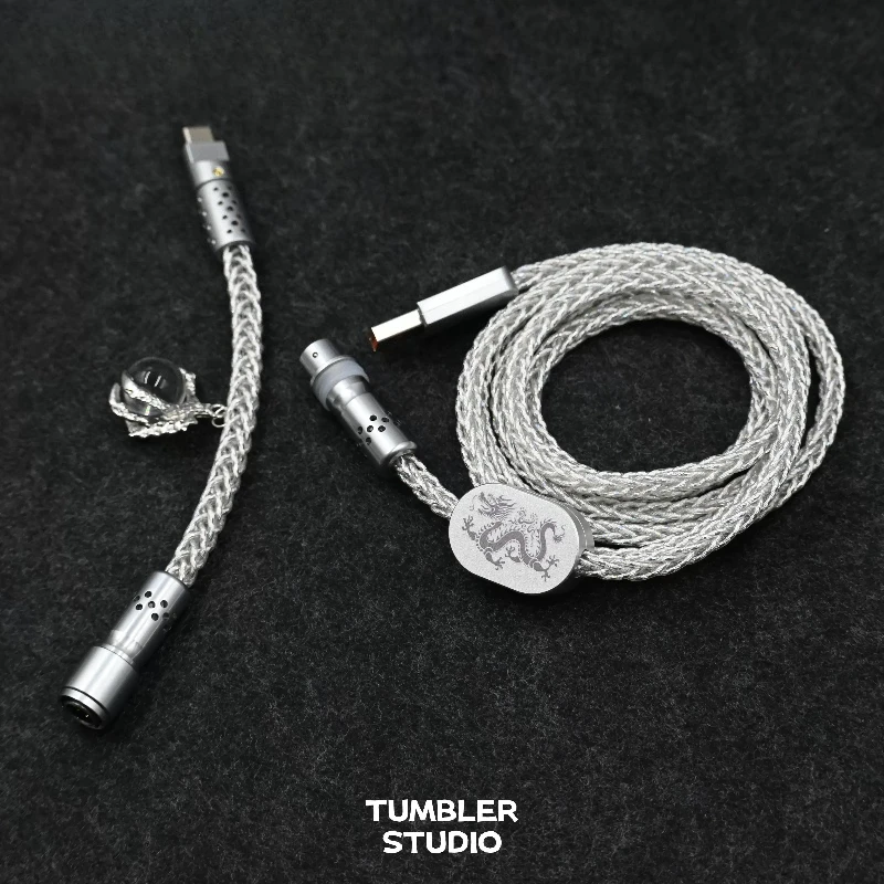 Silver Dragon Theme Aviation Plug-in Cable Customized Single Crystal Copper 8K Rate of Return Keyboard Cable Desktop Decoration