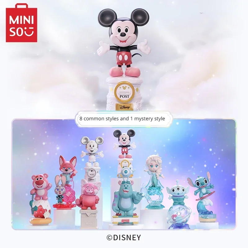 MINISO mainan anak-anak, hadiah ulang tahun mainan anak-anak, Mickey Mouse Lotso, Model seri segel hari jadi Disney 100th