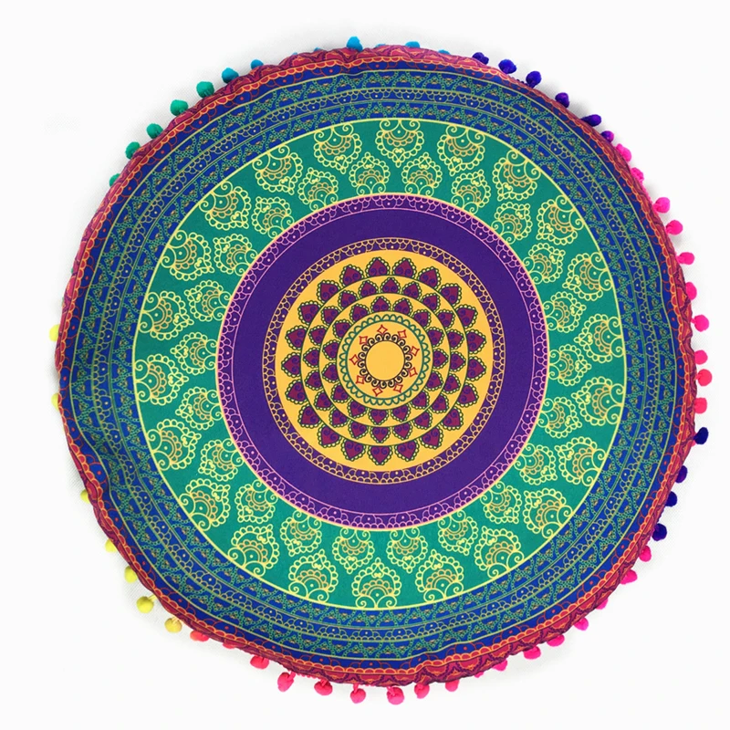 43/80CM Round Bohemian Mandala Pattern Pillowcase Indian Elephant Printed Cushion Cover Boho Meditation Floor Pillows Case